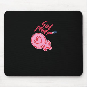 Girl Power Pink Feminist Sticker Mouse Mat