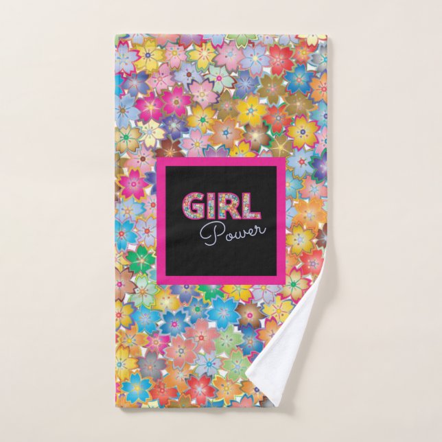 Girl Power | Pink Girly Beautiful Wildflower Women Bath Towel Set (Hand Towel)