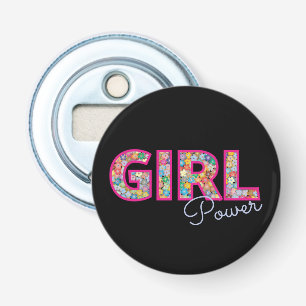 Girl Power Pink Girly Beautiful Wildflower Women Bottle Opener