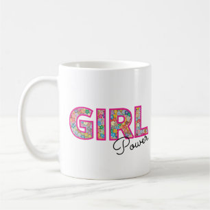 Girl Power Pink Girly Beautiful Wildflower Women Coffee Mug