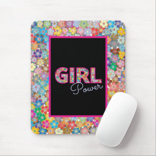 Girl Power   Pink Girly Beautiful Wildflower Women Mouse Mat