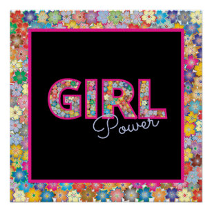 Girl Power   Pink Girly Beautiful Wildflower Women Poster