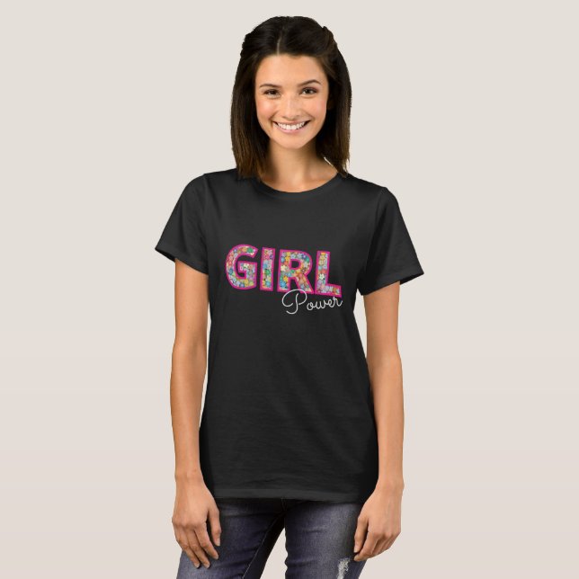 Girl Power | Pink Girly Beautiful Wildflower Women T-Shirt (Front Full)