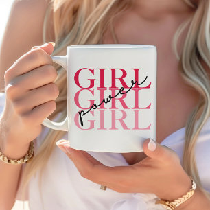 Girl Power   Pink Modern Feminist Coffee Mug