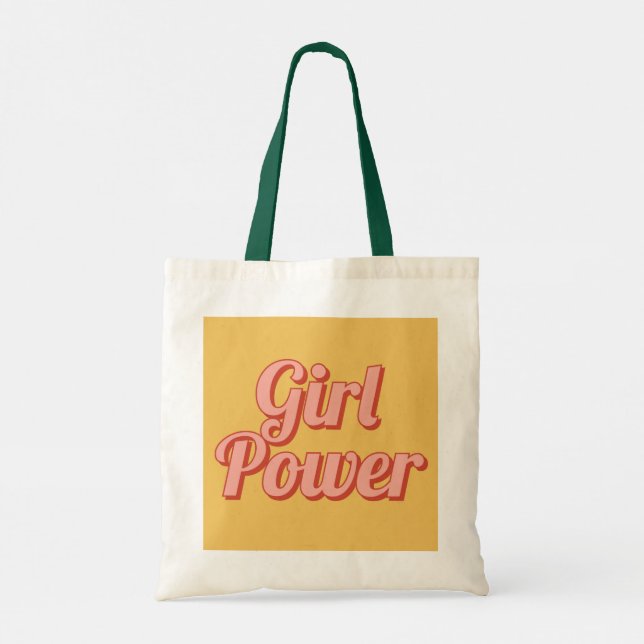 Girl Power Retro Customised name  Tote Bag (Back)