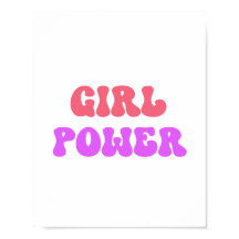 GIRL POWER RETRO PINK PURPLE MESSAGE EMPOWERMENT