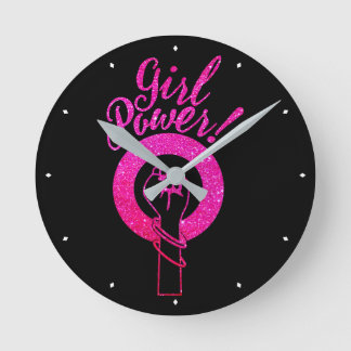 Girl Power Round Clock
