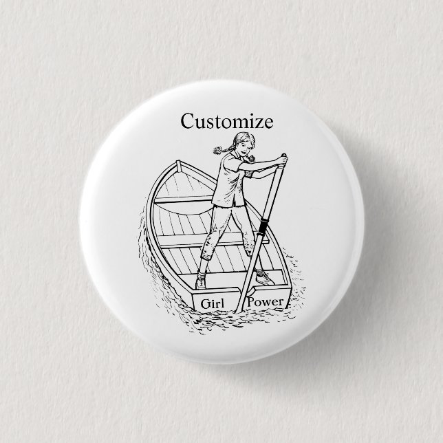 Girl Power Sculling Boat Thunder_Cove 3 Cm Round Badge (Front)