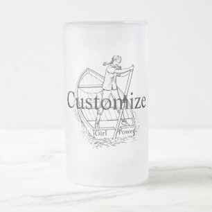 Girl Power Sculling Boat Thunder_Cove  Frosted Glass Beer Mug
