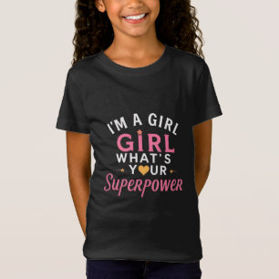 Girl Power Superhero Cute Feminist Cartoon Design T-Shirt