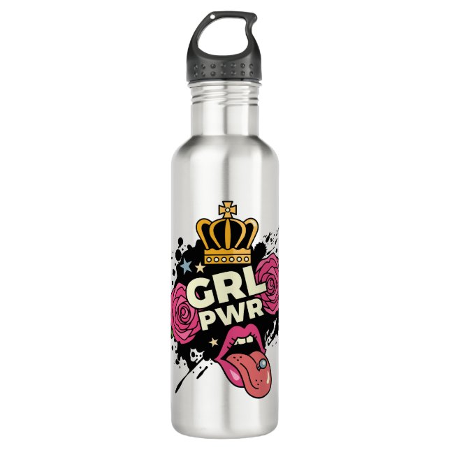 Girl Power Tattoo Style 710 Ml Water Bottle (Front)
