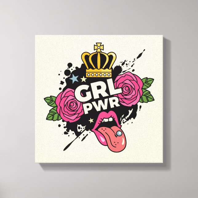 Girl Power Tattoo Style Canvas Print (Front)