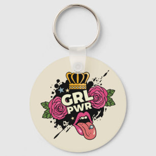 Girl Power Tattoo Style Key Ring