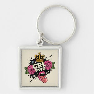 Girl Power Tattoo Style Key Ring