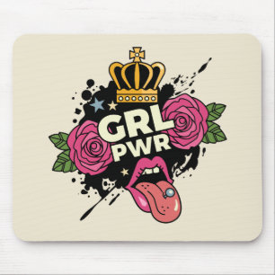 Girl Power Tattoo Style Mouse Mat