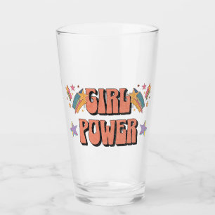 Girl Power text design with stars Glass