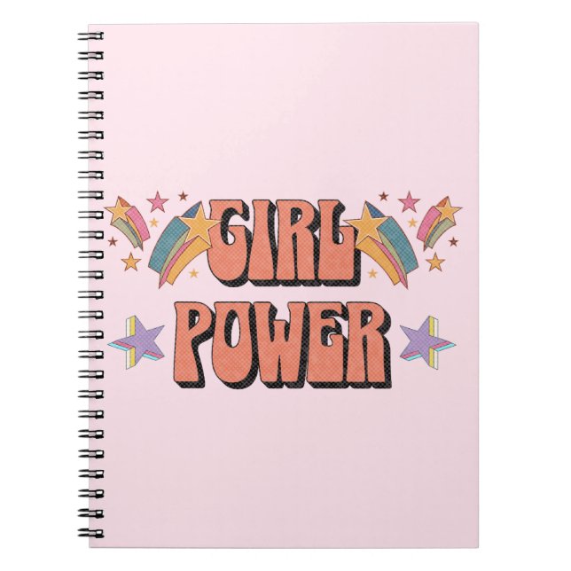 Girl Power text design with stars Notebook (Front)