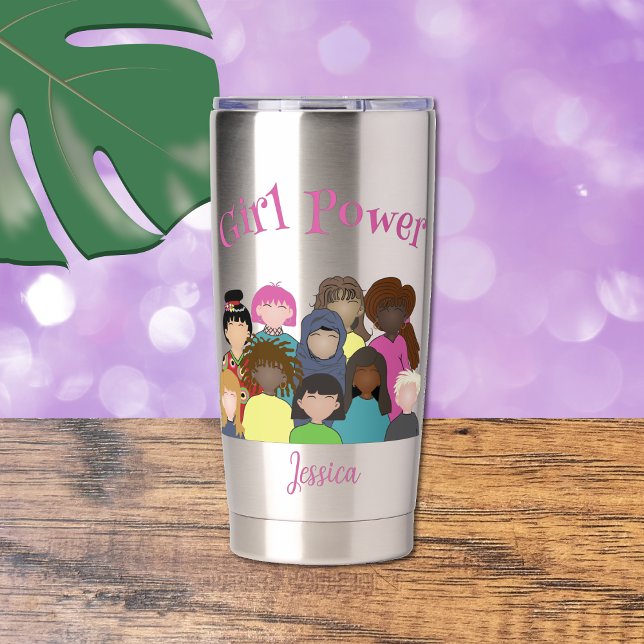 Girl Power Thermal Tumbler (Minimalist women portrait - feminist thermal tumbler)