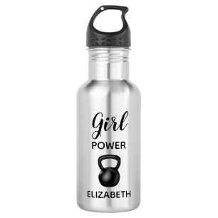 Girl power typography with a kettlebell name 532 ml water bottle