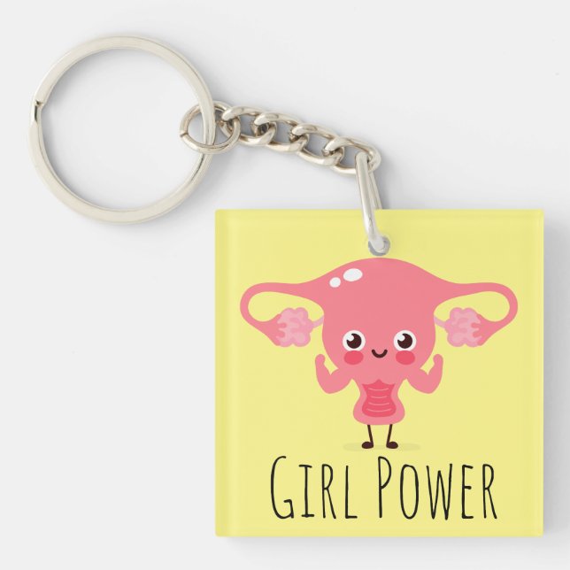 Girl Power / Uterus Puns / Uterus Jokes Key Ring (Front)