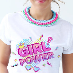 Girl Powers 80s 90s Retro Groovy Bright Colourful T-Shirt