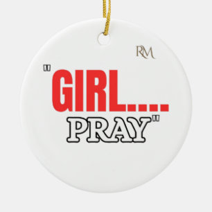 Girl Pray T-Shirt Faith Based Christian Shirt Ceramic Tree Decoration