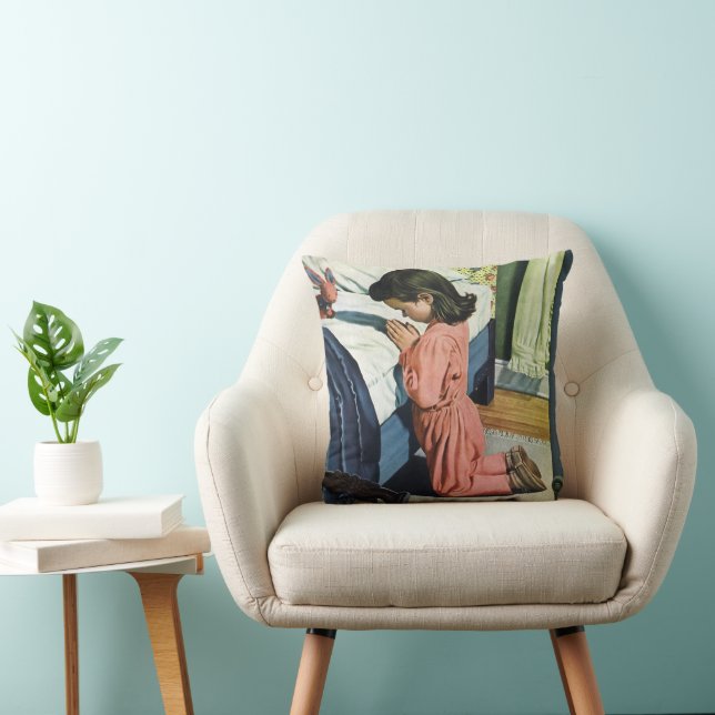 Girl Praying at Bedtime, the Lord's Prayer Cushion (Chair)
