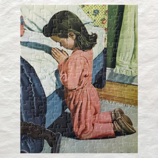 Girl Praying at Bedtime, the Lord's Prayer Jigsaw Puzzle (Creator Uploaded)