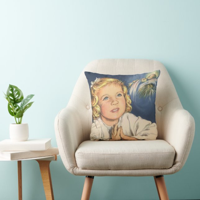 Girl Praying to Jesus Christ, Bedtime Prayers Cushion (Chair)