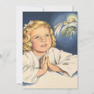 Girl Praying to Jesus Christ, Bedtime Prayers Invitation