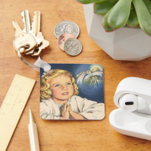 Girl Praying to Jesus Christ, Bedtime Prayers Key Ring