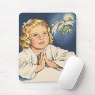 Girl Praying to Jesus Christ, Bedtime Prayers Mouse Mat