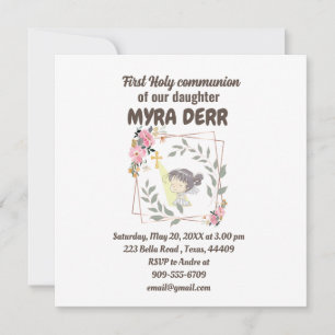 Girl praying to jesus cross first communion