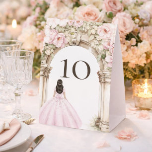 Girl princess pink dress floral arch party