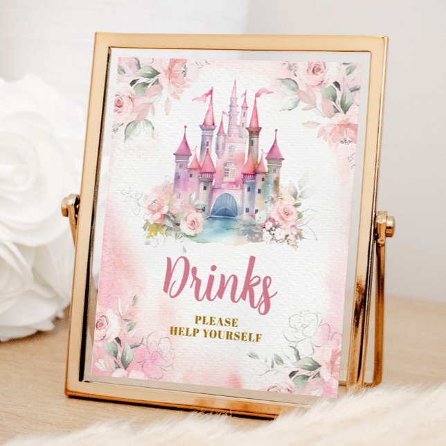 Girl Princess Royal Castle 5th Birthday Drinks Poster (Creator Uploaded)