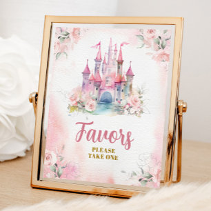 Girl Princess Royal Castle 5th Birthday Favours Poster