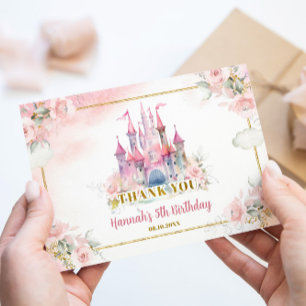 Girl Princess Royal Castle 5th Birthday Thank You Card