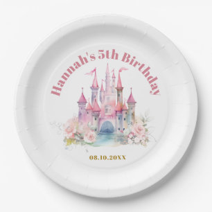 Girl Princess Royal Castle Fifth Birthday Paper Plate