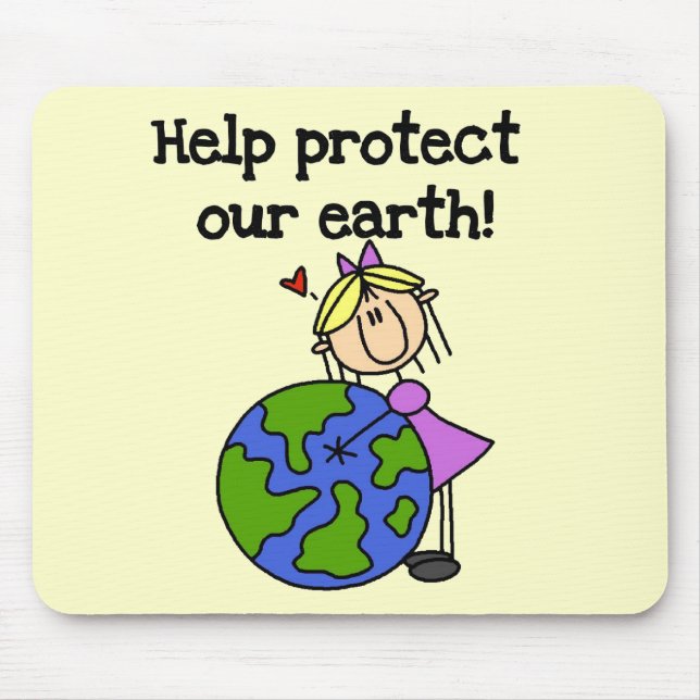 Girl Protect Our Earth Tshirts and Gifts Mouse Mat (Front)