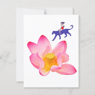 Girl, Puma, and Lotus  Postcard
