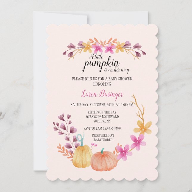 Girl Pumpkin Baby Shower Invitation (Front)
