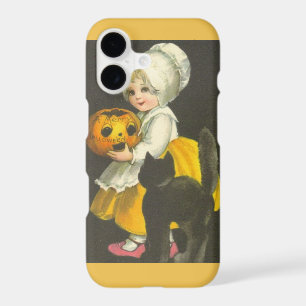 Girl Pumpkin Cat Vintage Halloween