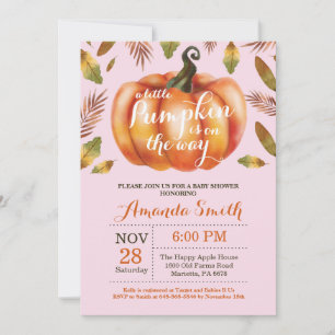 Girl Pumpkin Fall Baby Shower Invitation