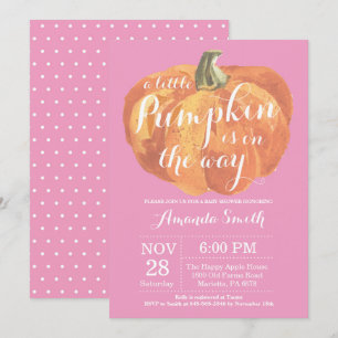 Girl Pumpkin Fall Baby Shower Invitation Pink