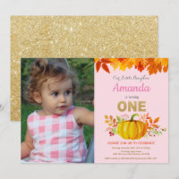 Girl Pumpkin Fall First Birthday Gold Glitter