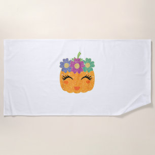 Girl Pumpkin Halloween Thanksgiving For Girls Boys Beach Towel