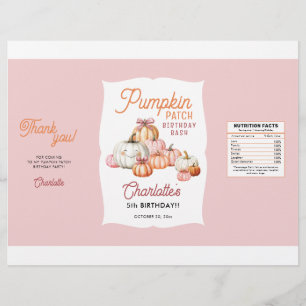 Girl Pumpkin Patch Birthday Party Chip Bag Wrapper