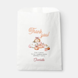 Girl Pumpkin Patch Bows Birthday Party Thank You Favour Bags