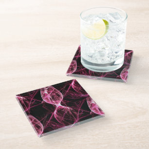 Girl Punk Rock Pink Energy Waves Glass Coaster