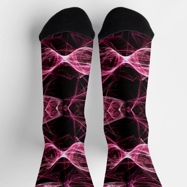 Girl Punk Rock Pink Energy Waves Socks (Top)